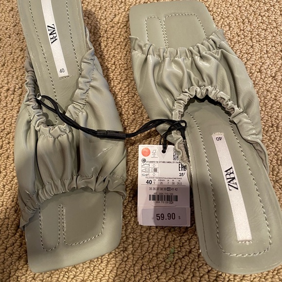 Zara kitten heel square toe sandal